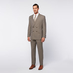 Double Breasted 4x2 Peak Lapel Sriped Suit // Tan Chalk (US: 40R)