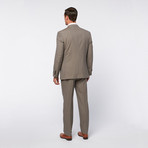 Double Breasted 4x2 Peak Lapel Sriped Suit // Tan Chalk (US: 42S)