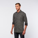 Button-Up Shirt // Black + Grey Dotted Paisley (M)