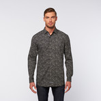 Button-Up Shirt // Black + Grey Dotted Paisley (XL)