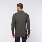 Button-Up Shirt // Black + Grey Circle Pattern (S)