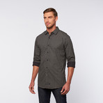 Button-Up Shirt // Black + Grey Circle Pattern (S)