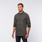 Button-Up Shirt // Black + Grey Circle Pattern (2XL)