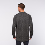 Button-Up Shirt // Black + Grey Paisley (L)