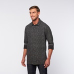 Button-Up Shirt // Black + Grey Paisley (L)