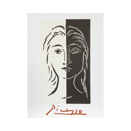 Portrait en Deux Parties Noire et Blanche