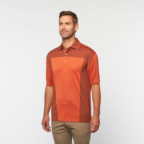 Skins Game // Bamboo Performance Color Block Polo // Burnt Orange (S)