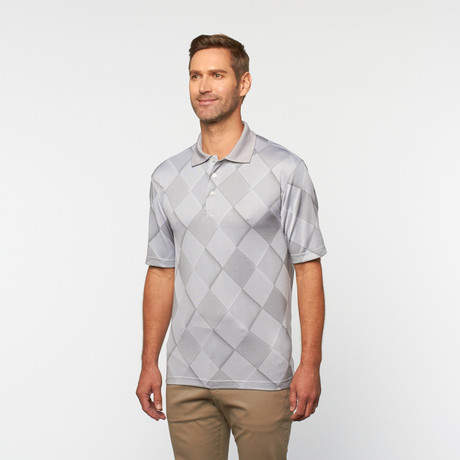 Skins Game // Bamboo Performance Diamond Jacquard Polo // Silver (XS)