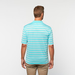 Horn Legend // Striped Tech Polo // Aqua (S)