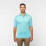 Horn Legend // Striped Tech Polo // Aqua (S)