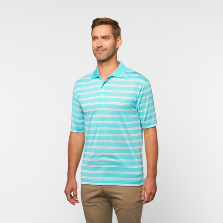 Horn Legend // Striped Tech Polo // Aqua (S)