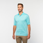 Horn Legend // Striped Tech Polo // Aqua (S)