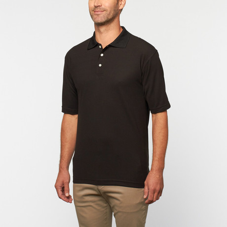 Skins Game // Pique Short-Sleeve Polo // Black (L)