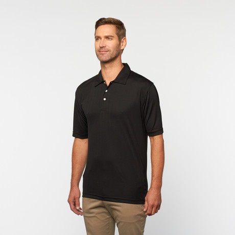 Skins Game // Shadow Stripe Short-Sleeve Polo // Black (XS)