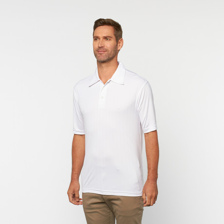 Skins Game // Shadow Stripe Short-Sleeve Polo // White (XS)