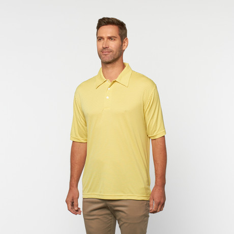 Skins Game // Bamboo Performance Box Jacquard Short-Sleeve Polo // Canary (XS)