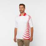 Skins Game // Bamboo Perforance Zig Zag Short-Sleeve Polo // White + Red (XS)