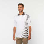 Skins Game // Bamboo Perforance Zig Zag Short-Sleeve Polo // White + Charcoal (2XL)