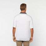 Skins Game // Bamboo Perforance Zig Zag Short-Sleeve Polo // White + Charcoal (2XL)