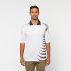 Skins Game // Bamboo Perforance Zig Zag Short-Sleeve Polo // White + Charcoal (2XL)