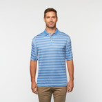 Skins Game // Bamboo Performance Stripe Short-Sleeve Polo // Retro Blue (L)