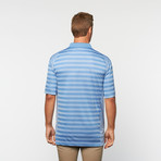 Skins Game // Bamboo Performance Stripe Short-Sleeve Polo // Retro Blue (L)