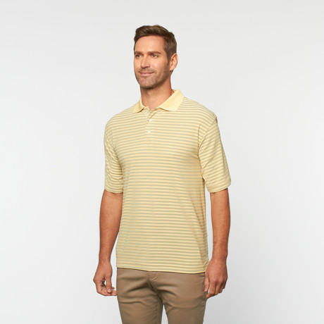 Skins Game // Bamboo Perforance Horizontal Stripe Polo // Khaki (S)