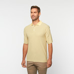 Skins Game // Bamboo Perforance Horizontal Stripe Polo // Khaki (L)
