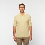 Skins Game // Bamboo Perforance Horizontal Stripe Polo // Khaki (L)