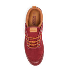 Perforated Suede Sneaker // Maroon + Mustard (US: 13)