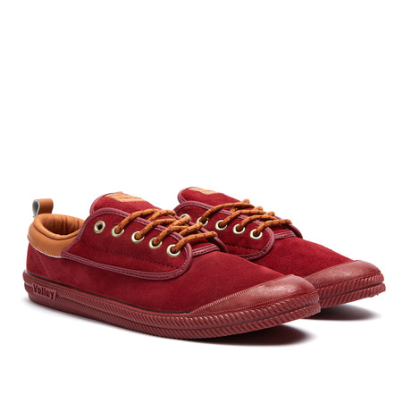 Perforated Suede Sneaker // Maroon + Mustard (US: 6)