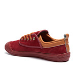 Perforated Suede Sneaker // Maroon + Mustard (US: 13)