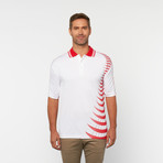 Skins Game // Bamboo Perforance Zig Zag Short-Sleeve Polo // White + Red (XS)