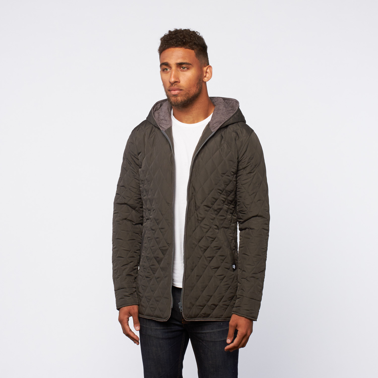 Quilted Hooded Jacket // Dark Grey (S) - Visent Apparel - Touch of Modern