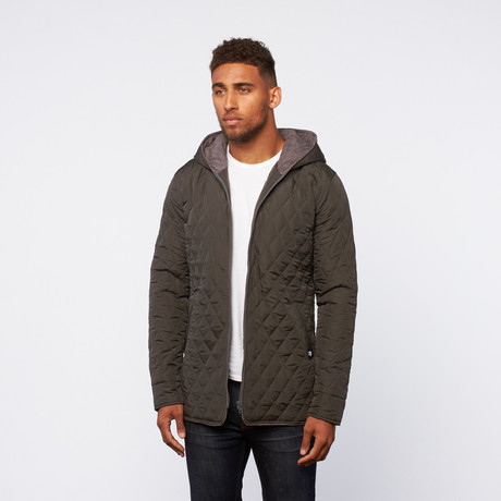 Quilted Hooded Jacket // Dark Grey (S)