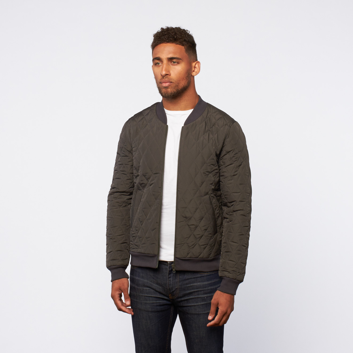 Quilted Bomber Jacket // Dark Grey (S) - Visent Apparel - Touch of Modern