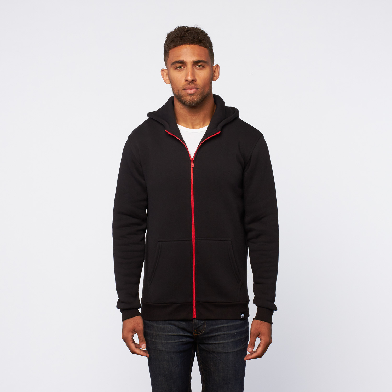 Contrast Zip-Up Hoodie // Black (2XL) - Visent Apparel - Touch of Modern