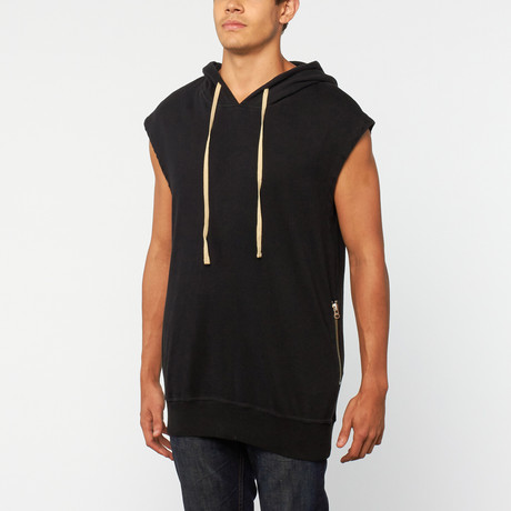 Light Weight Sleeveless Hoodie // Black (XS)