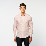 Stripe Ditsy Print Button-Up // Crimson (L)