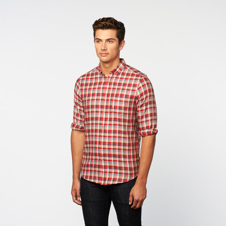 Fleck Check Button-Up // Crimson (S)