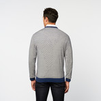 Geo Print V Neck Sweater  // Persian Blue (L)