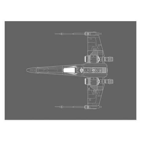 X-Wing Fighter // Grey // Star Wars (13"W x 19"L)