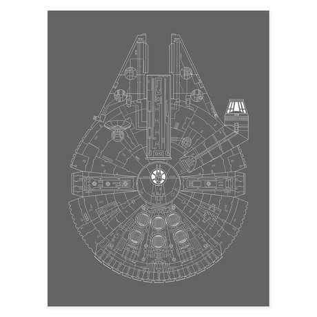 Millennium Falcon // Grey // Star Wars (13"W x 19"L)
