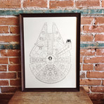 Millennium Falcon // White // Star Wars (13"W x 19"L)