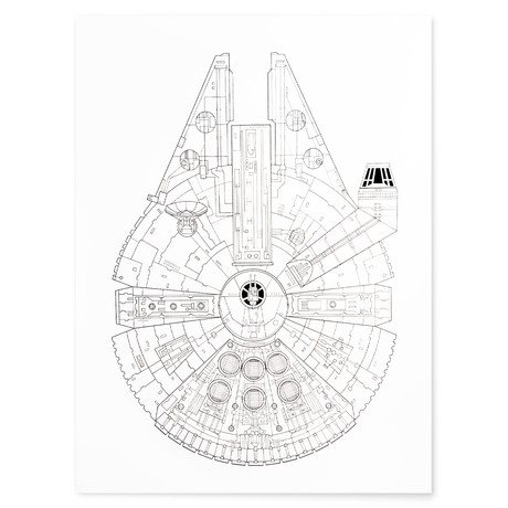 Millennium Falcon // White // Star Wars (13"W x 19"L)
