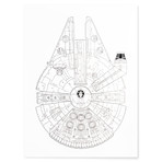 Millennium Falcon // White // Star Wars (13"W x 19"L)