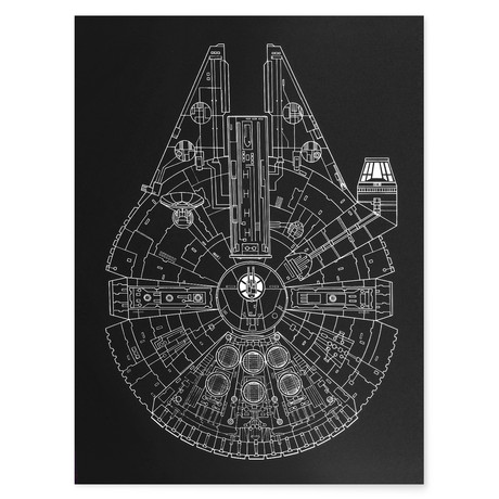 Millennium Falcon // Black // Star Wars (13"W x 19"L)