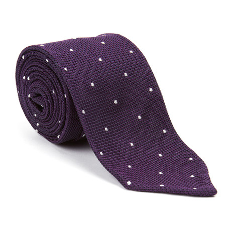 Grenadine Dot Necktie // Purple + White