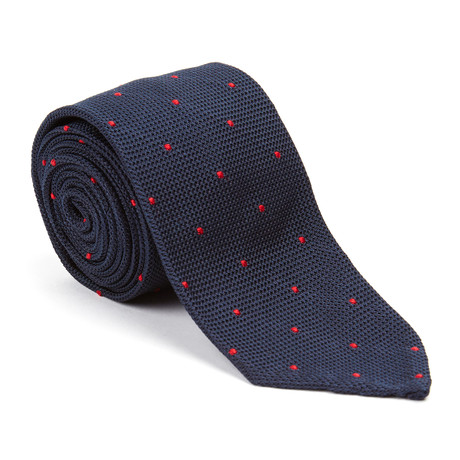 Grenadine Dot Necktie // Navy + Red