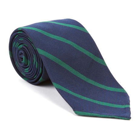 Mogador Necktie // Navy + Green Stripe